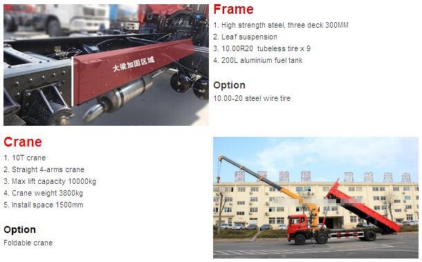 Do<em></em>ngfeng 6x2 10 Ton Knuckle Boom Truck Mounted Crane