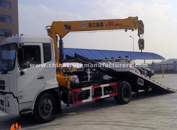 dongfeng flatbed tow trucks wrecker mounted crane