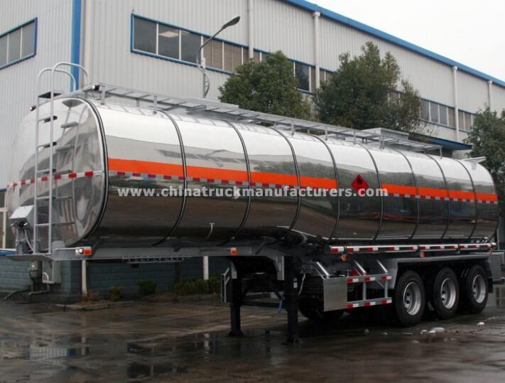 Stainless steel 33000 liters 3 axles water tank semi trailer