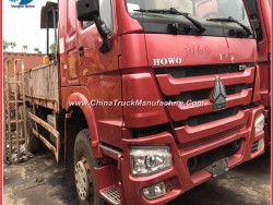 Used HOWO 375HP Manual General Cargo Flat Bed Container Truck