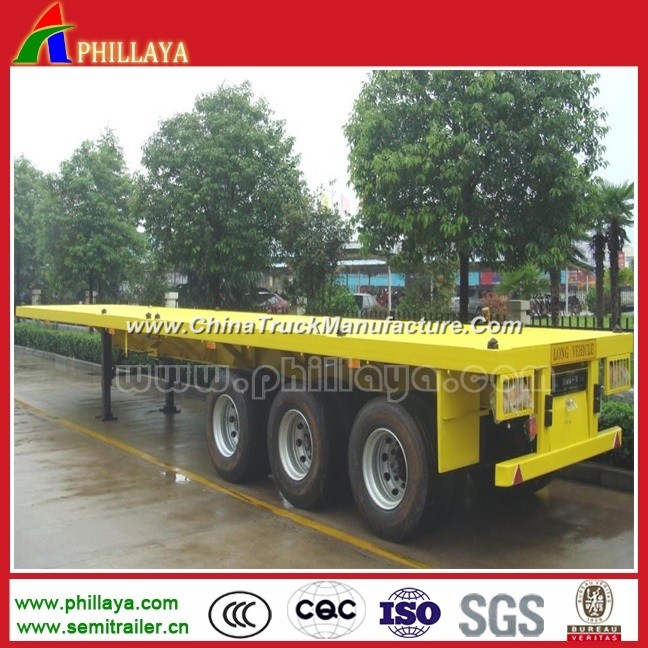 50ton High-Bed 3 Axle 40FT Container Flatbed Truck Semi Trailer