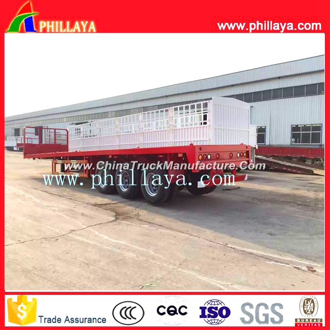 3-Tri-Axle 20-40FT 40-60ton High-Bed Platform Truck Flatbed Container Semi Trailer