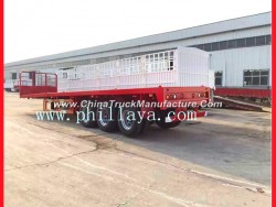 3-Tri-Axle 20-40FT 40-60ton High-Bed Platform Truck Flatbed Container Semi Trailer