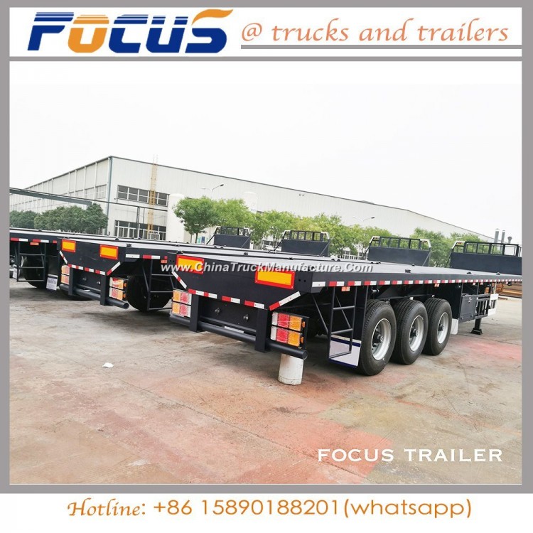 3 Axle 40FT Container Flatbed Platform Truck Tractor Semi Trailer