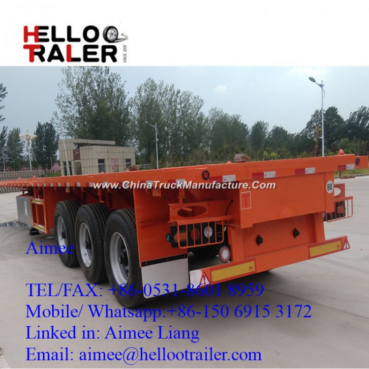 Chinese 40FT Tri-Axle 60 Ton Flatbed Container Semi-Trailer