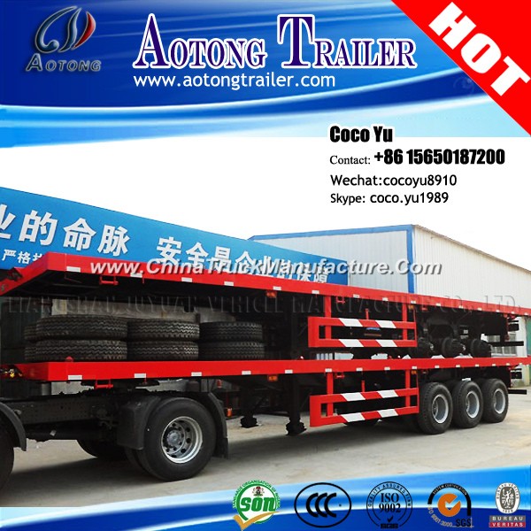 Tri Axis 40ft Flatbed Container Vehicle Semi-Trailer for Tanzania