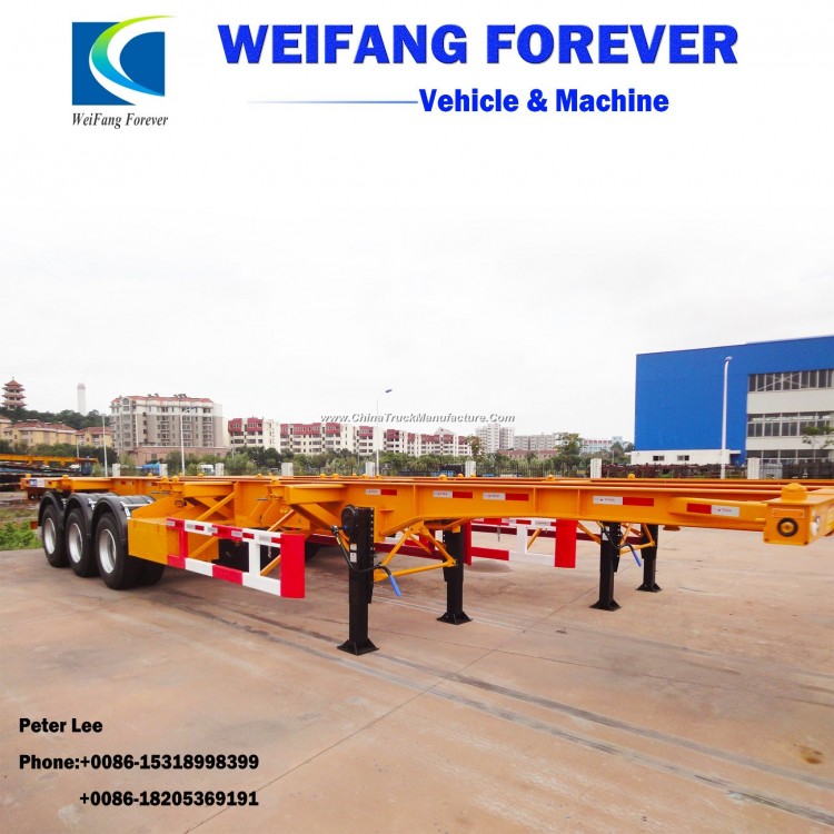 40FT 3axle Flatbed Carrying Container Skeleton Semi-Trailer