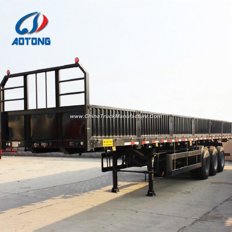 China Good Quality 3axle Flatbed Cargo Trailers/Side Wall Semi Trailer