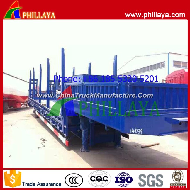 High Bed Flatbed Timber Transport Semi Trailer with Side Posts