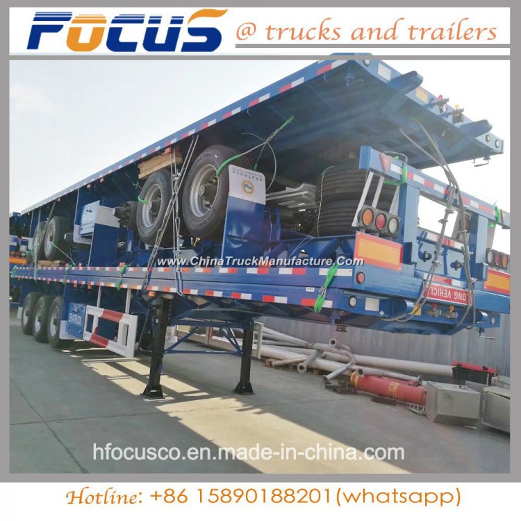 3 Axles 40FT 40-60 Tons Flatbed Container Transport Semi Trailer