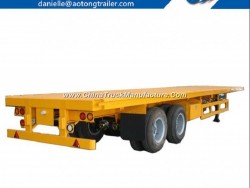 Aotong Brand 2 Axle Terminal Port Container Flatbed Semi Trailer