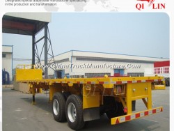Double Axles 20FT Flatbed Semi Trailer with Container Locks