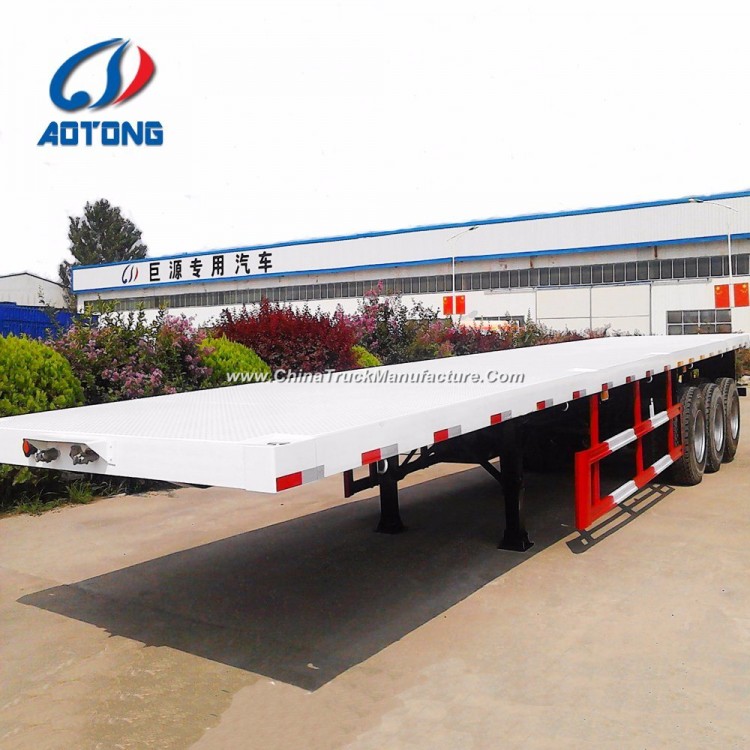 China Aotong 2/3 Axle 40FT Flatbed/Flat Bed Container Semi Trailers