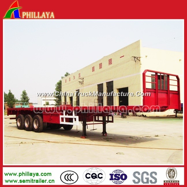 40ton-60ton Terminal Yard Highbed Truck 20-40FT Container Flatbed Semi Trailer