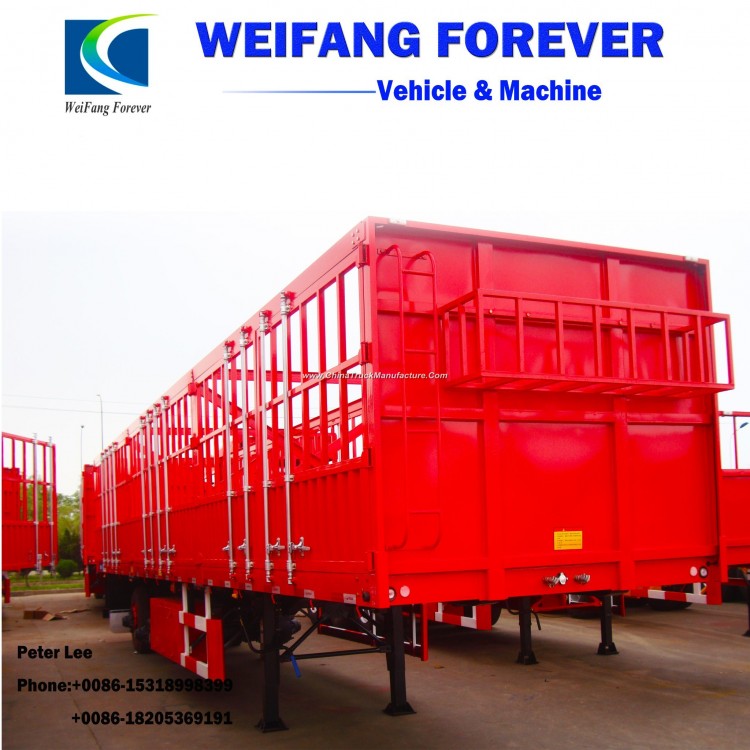 Three Axles Cargo Stake Semi Trailer or Fence Semi Trailer for for Carrying Containers