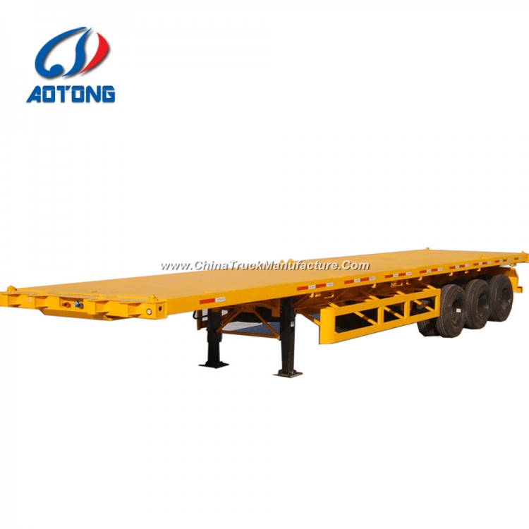 China Manufacture 20FT/40FT 3 Axle Flatbed Container Semi Trailers