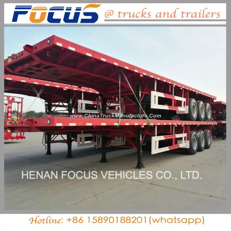 20-40FT Container Truck High Bed 3 Axle Flatbed Semi Trailer for Sale