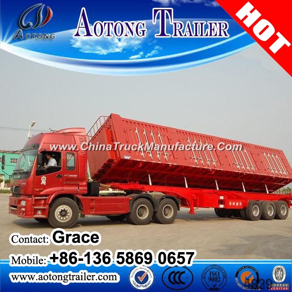 Heavy Duty 3 Axles 30t, 40t, 50t Front or Side Tractor Hydraulic Dump Tipping Trailers for Sale