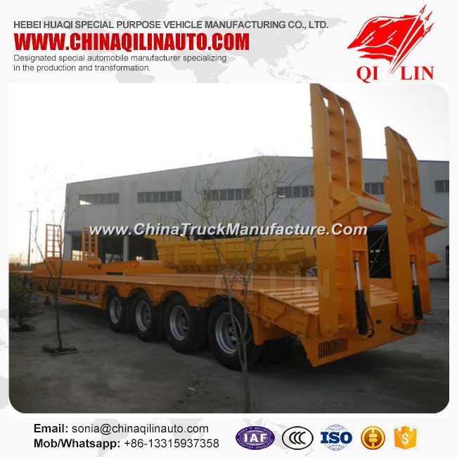 Four Axles Hydraulic Low Bed Truck Trailer