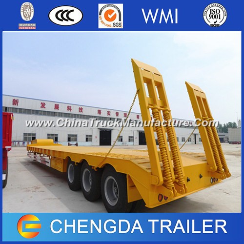 3 Axles 60tons Heavy Duty Low Bed Lowboy Truck Trailer for Sale