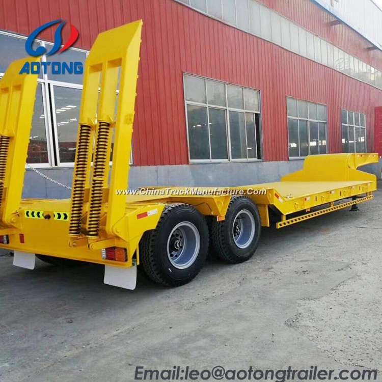 Transport 3axles Excavator Lowboy/Lowbed Semi Truck Trailer 65t China