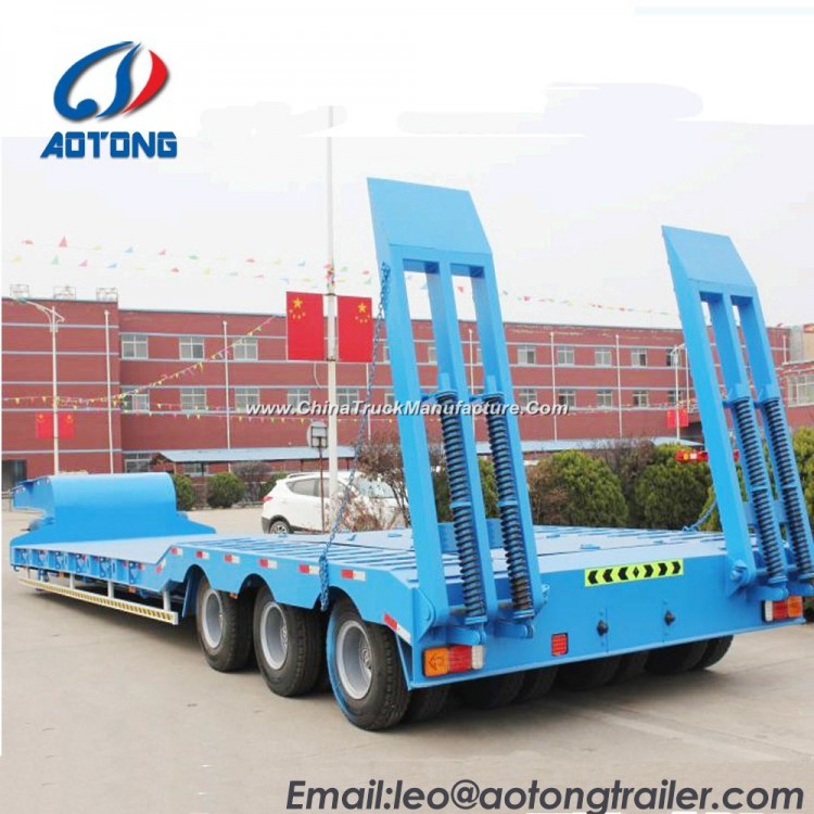 3axles Excavator Transport Gooseneck Lowboy/Lowbed Semi Truck Trailer 75t China