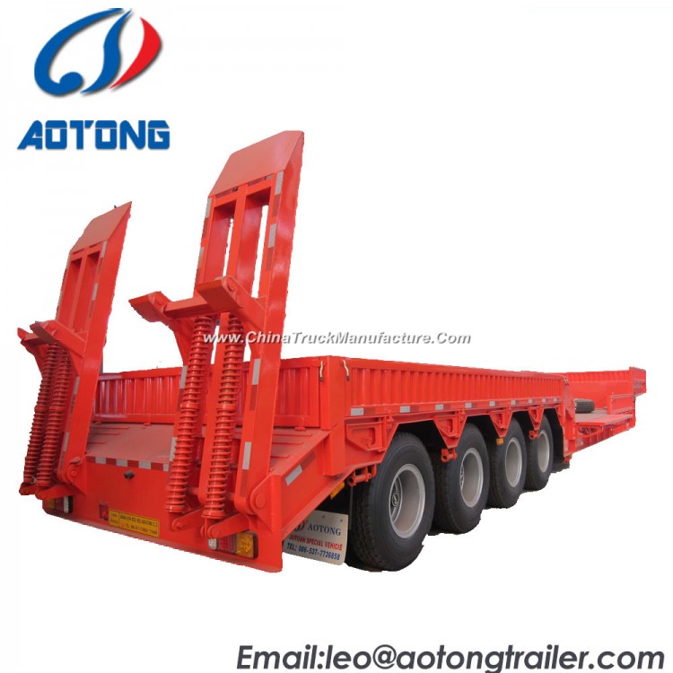 China White 3axles Excavator Transport Gooseneck Lowboy/Low Bed/Lowbed Semi Truck Trailer 60t