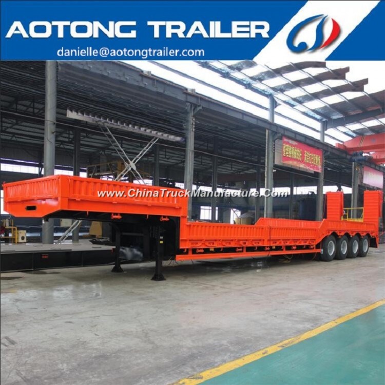 Heavy Duty Excavators Transporting Widened 4 Axle Low Bed Trailer