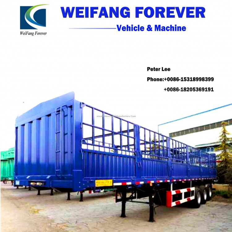 3 Axles Long Straight Fence Barrier Cargo Truck Semi Trailer with High Barrier for General Cargo Tra