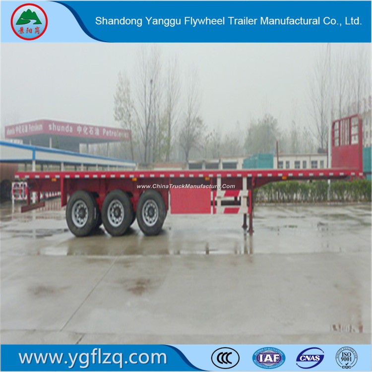 Carbon Steel 3 Axles 20FT 40FT Container/Utility/Cargo Flatbed/Platform Truck Semi Trailer for Sale