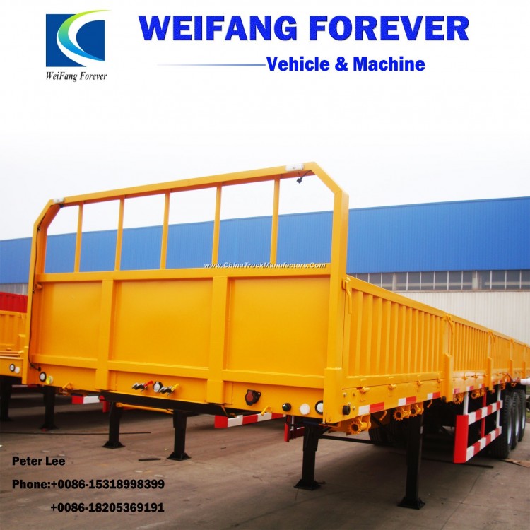3 Axles Side Wall Semi Trailer for 60t Cargo Transport