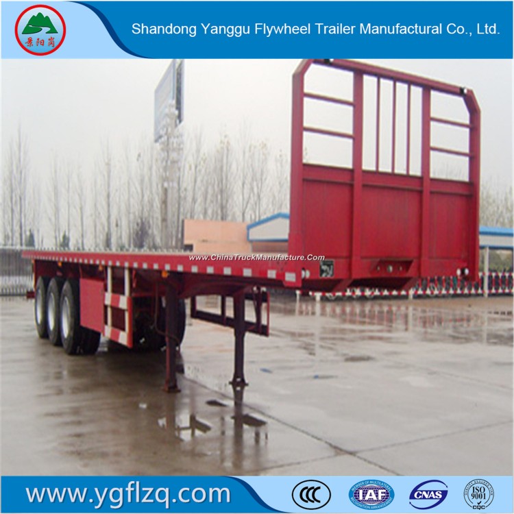 Flywheel 30-45 Ton Capacity Flat-Bed Semi Trailer for Cargo/Container Transport