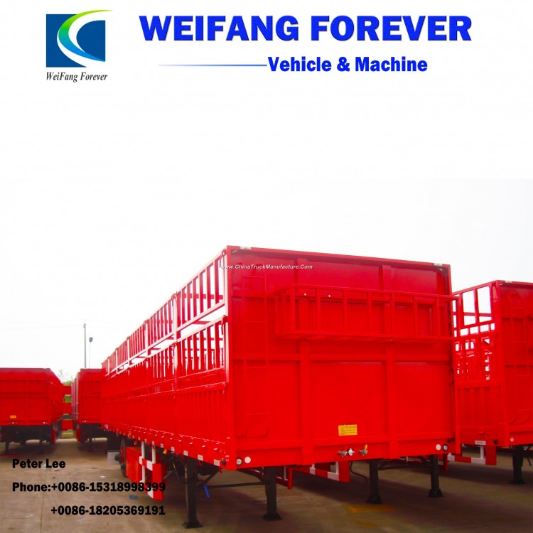 30-60t Fence/Stake Semi Trailer for Bulk Cargo/Animal/Grain Transport