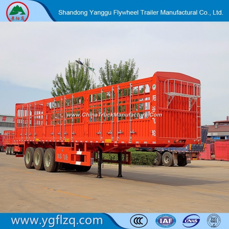 Shandong Factory 2/3 Axle 40t Payload Stake Semi Trailer for Cargo Livestock Transport