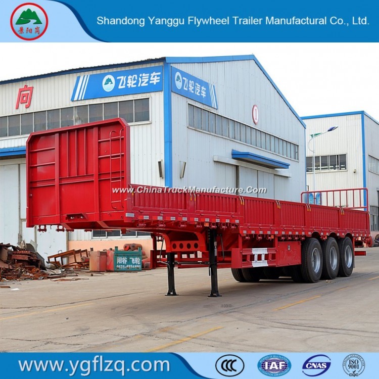 12r22.5 Tyre 40-60 Tons Cargo Transport 3 Axles Side Wall Semi Trailer for Hot Sale