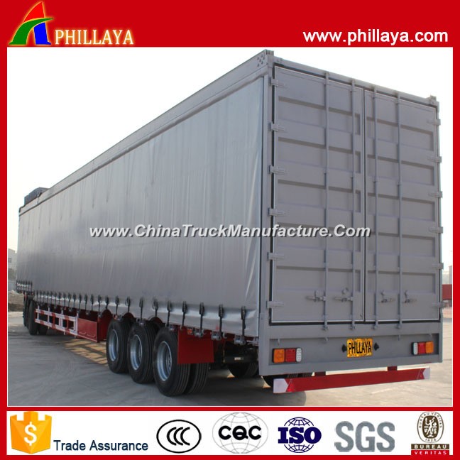 3 Axles Low Bed Cargo Transport Curtain Side Semi Trailer