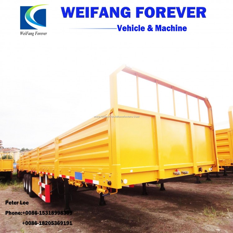 3 Axle Payload Side Wall Semi Trailer for Bilk Cargo Transport with Factory Price