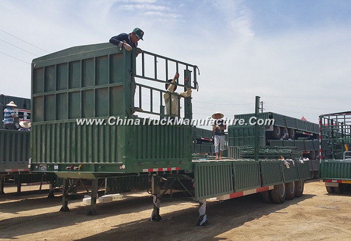 3 Axle 40 Tons Heavy Duty Cargo Transport Fence Semi Truck Trailer