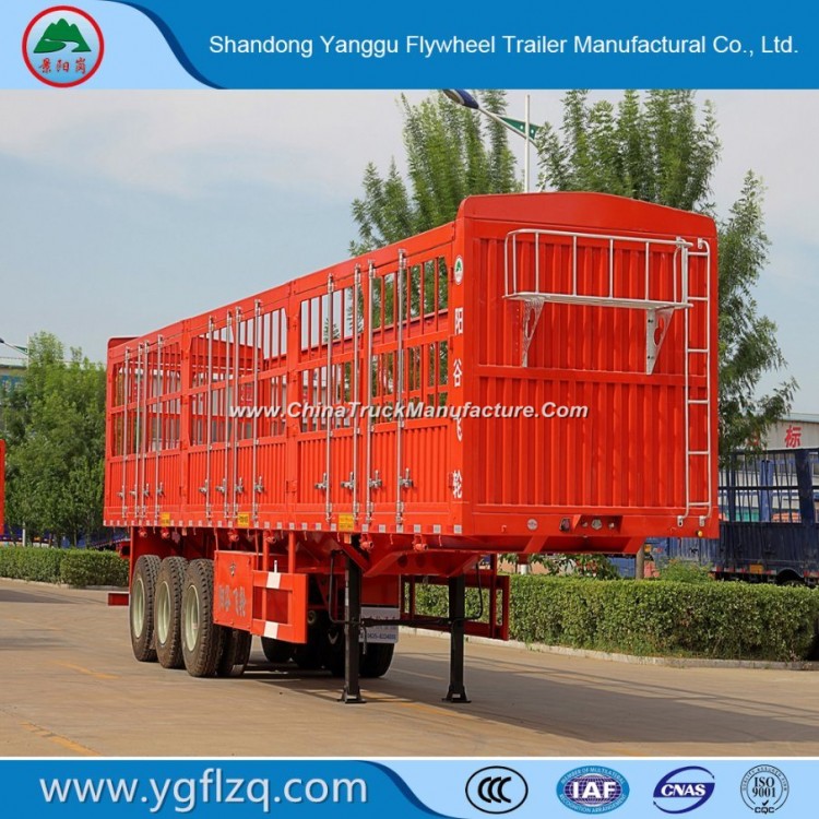 Carbon Steel Tri-Axle 60 Tons Stake/Fence Truck Semi-Trailer for Livestock Transport