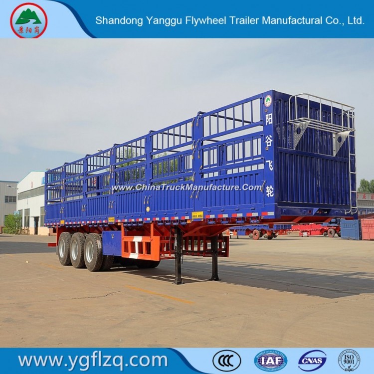 Flywheel Tri-Axle 60 Tons Stake/Fence Truck Semi-Trailer for Livestock Transport