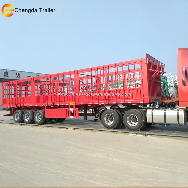 3 Axle Red Fence Cargo Semi Trailer for Sale