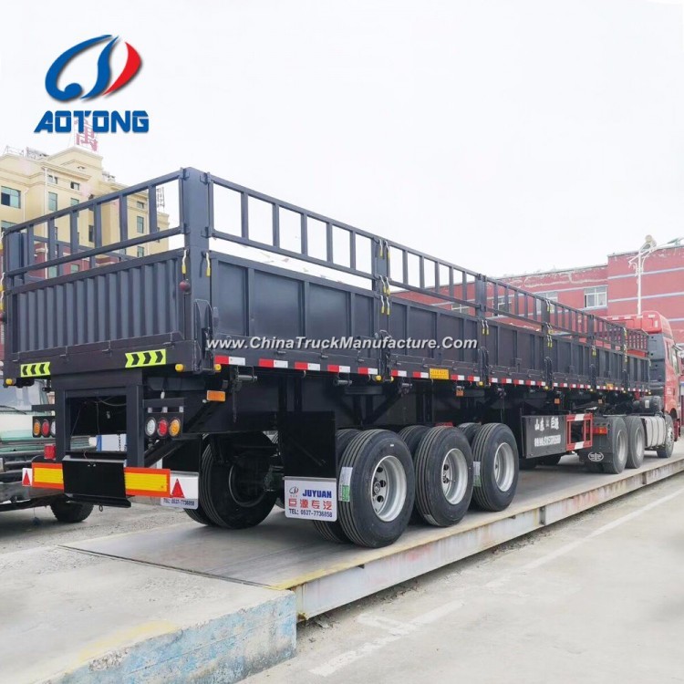 Aotong Semi Trailer Type Fence Cargo Trailer with Side Walls