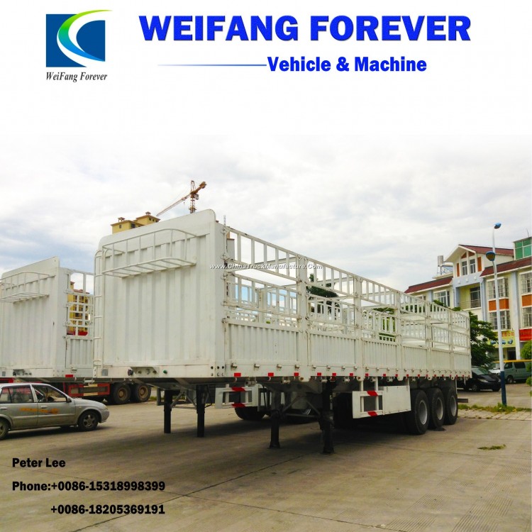40t 3axle High Fence Semitrailer Cargo/Stake Semi Trailer with Long Locks