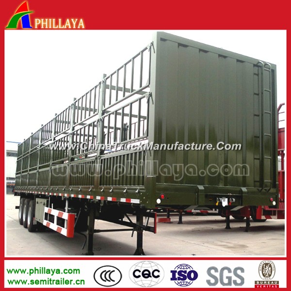 2017 Hot Sale High Flat Bed 3 Axles High Fence Semi Trailer