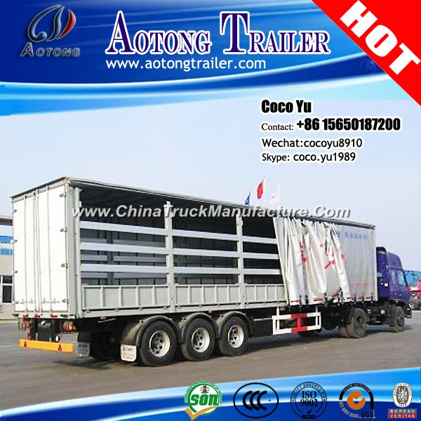 3 Axles 40ft Flatbed Fence Side Curtain Semi-Trailer with Tarpaulin
