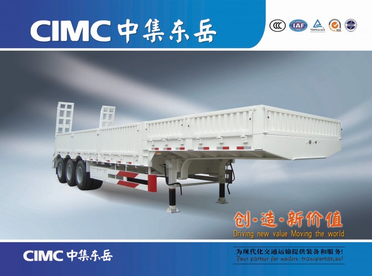 Tri Axle Side Wall Lowbed Semi Trailer with Parabolic Leaf Spring for Bulk Cargo (step-wise or flatb