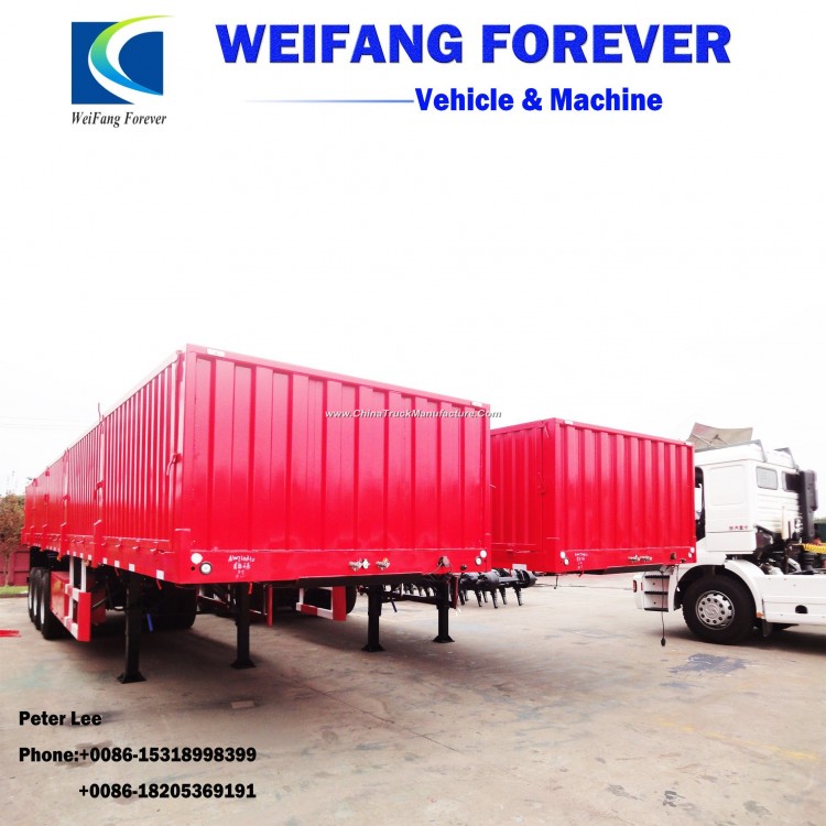 3-Axle Cargo Semi-Trailer with Side Wall for Sale