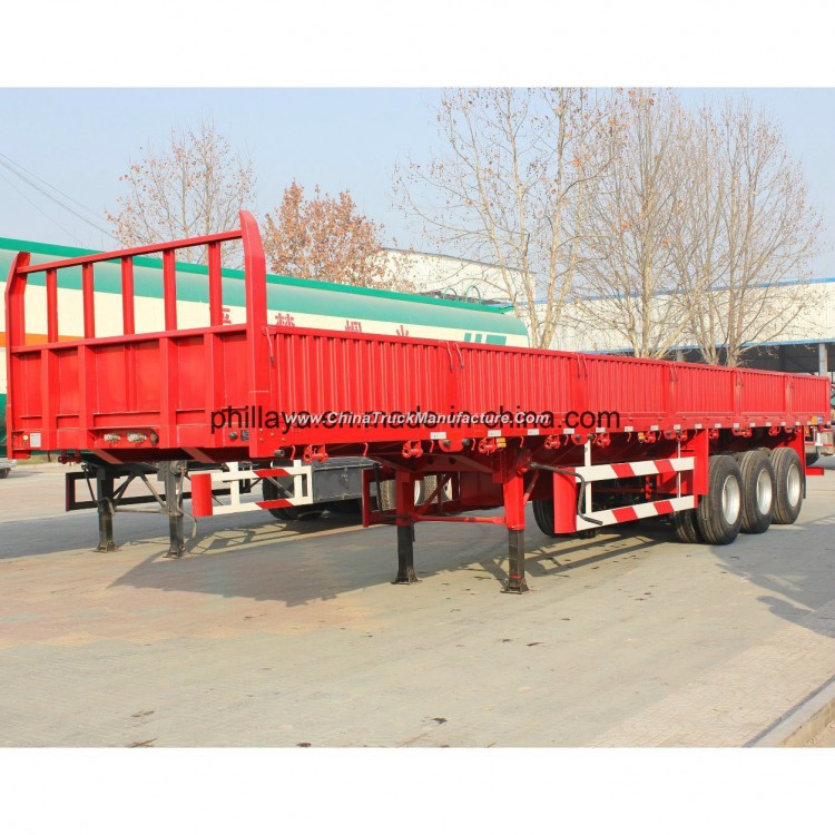 Tri-Axle Transport Cargo Goods Side Wall Flatbed Trailer