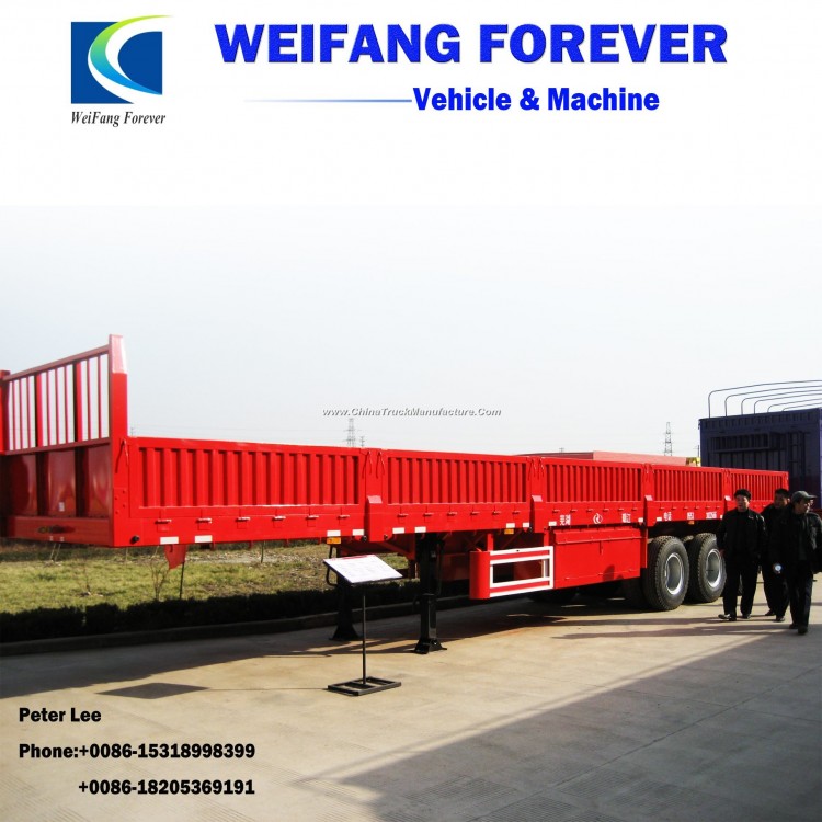 Weifang Forever China Good Quality 3axle Flatbed Cargo Trailers/Side Wall Semi Trailer