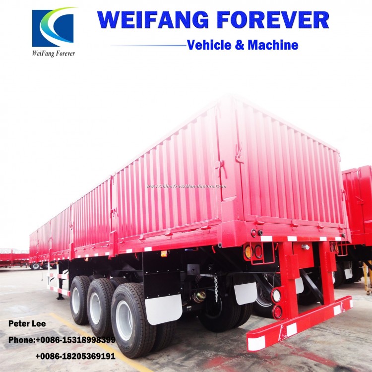 50tons Flatbed Cargo Semi/Truck Trailers with Side Wall